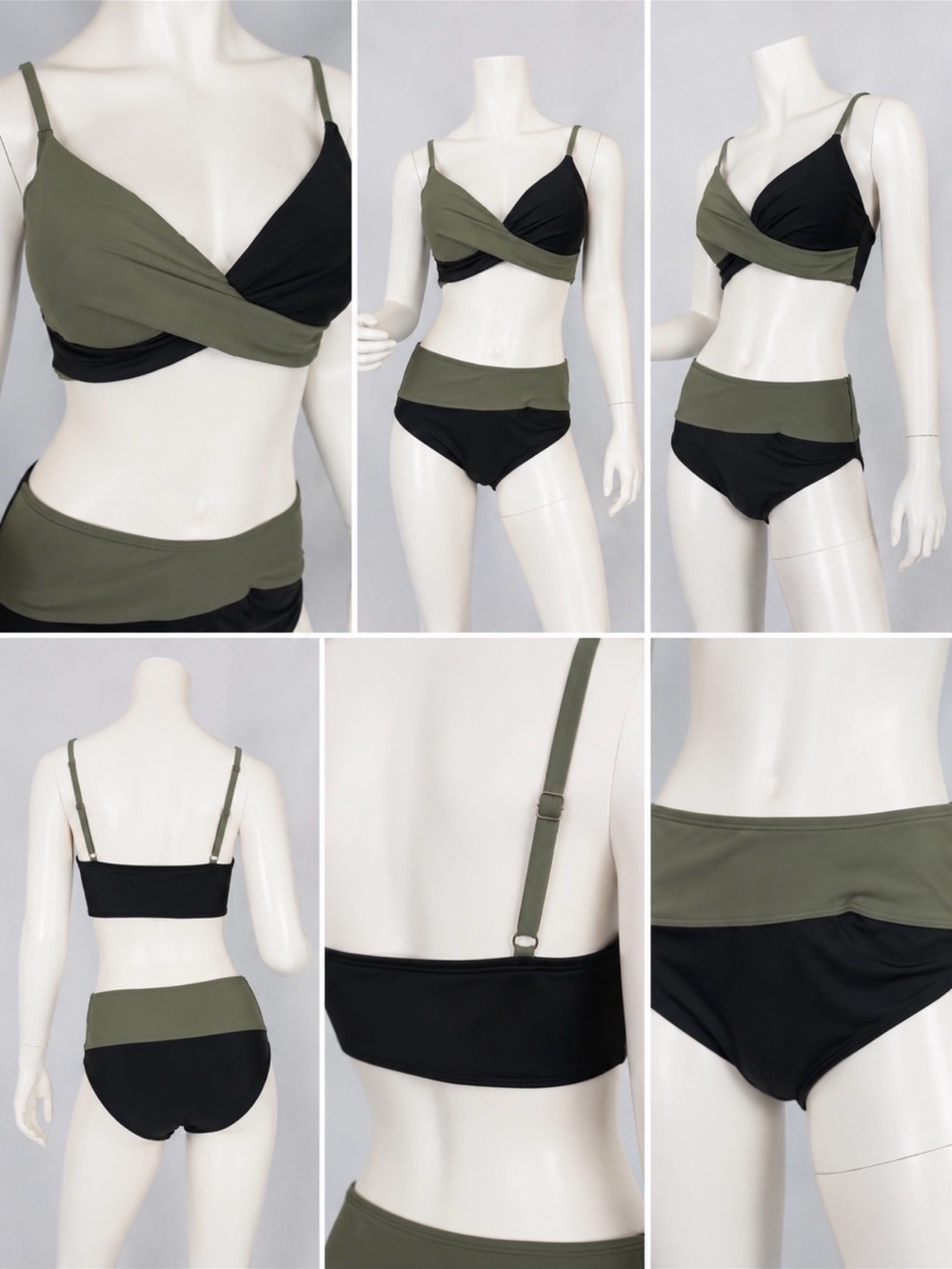 Olive & Black Twist-Front Bikini Set - Women Swim